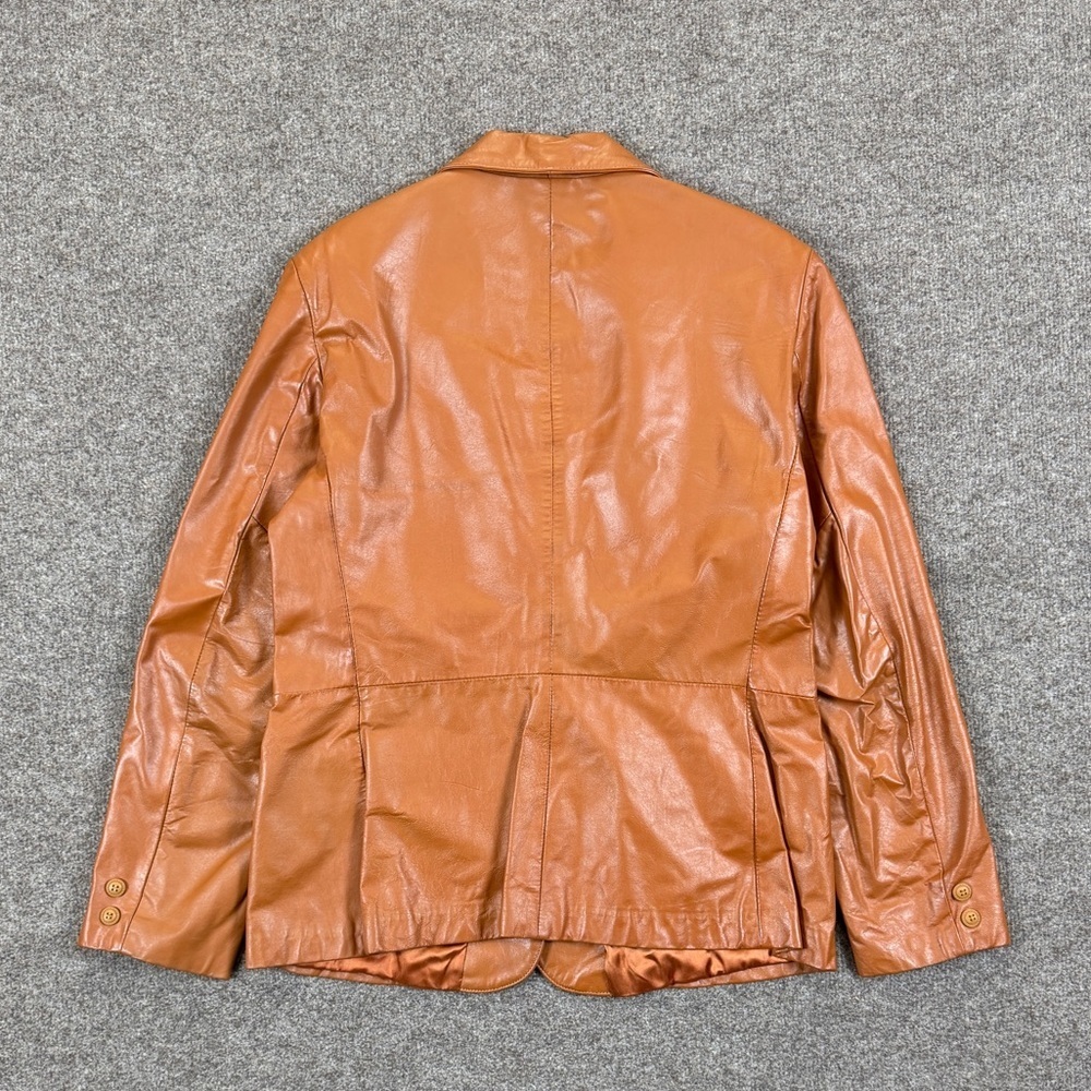 VTG Clipper Mist Genuine Leather Blazer Jacket Women’s L Tan Rust Retro 70s 80s - Picture 2 of 15